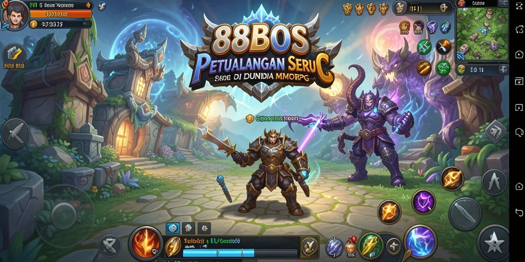 Gameplay 88BOS yang mendebarkan dengan aksi pertempuran MMORPG.
