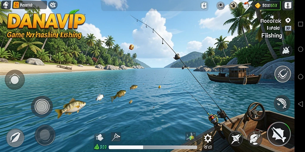 Tampilan gameplay yang menakjubkan dari DANAVIP dengan pengalaman memancing yang seru.