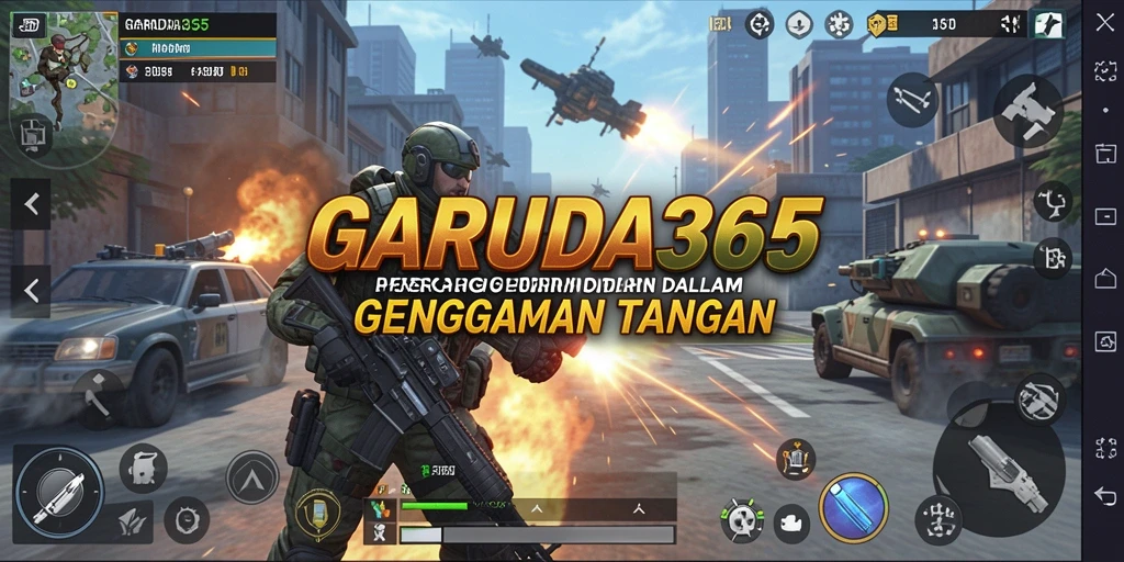 Tampilan gameplay intens dalam arena tempur GARUDA365.