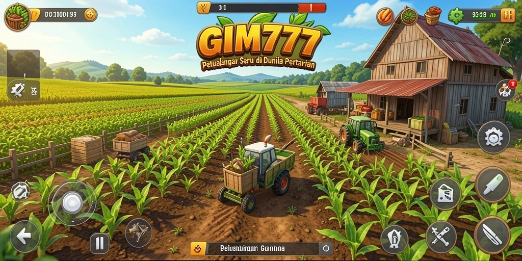 Tampilan gameplay GIM777 yang menampilkan aktivitas bertani seru.