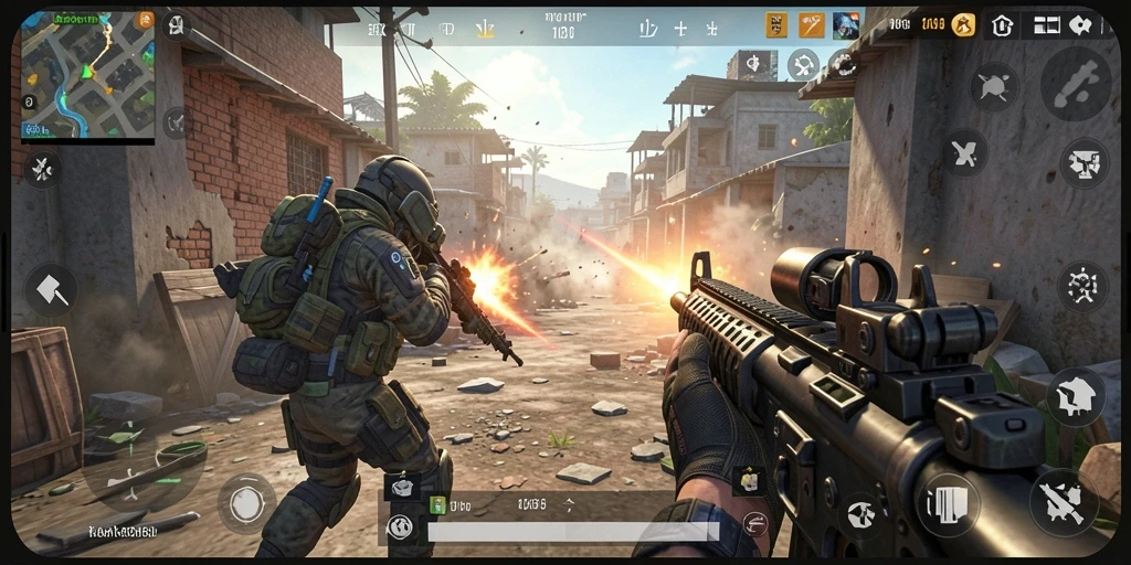 Tampilan seru gameplay KAKRP dalam aksi pertempuran TPS.